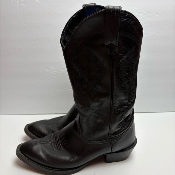 Justin Boots Black Western Cowboy Boots London Calf Leather Mens size 7 D 4903